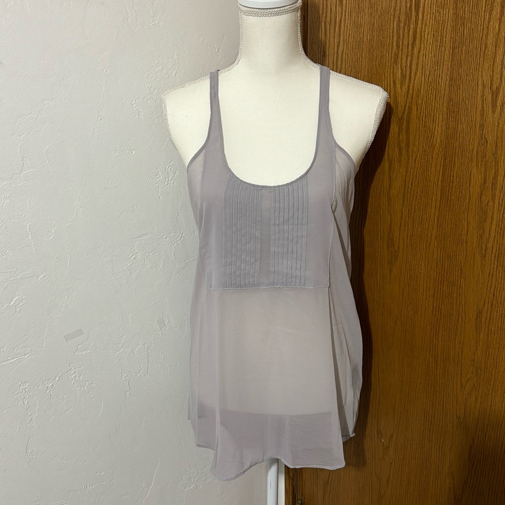 NWT Kardashion Kollection grey mesh tank blouse M